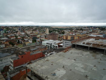 High angle view of townscape against sky