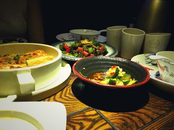 Meal served on table