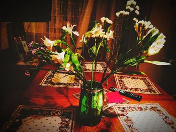 Close-up of vase on table at home