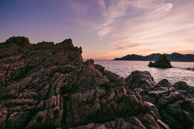 Scenic view of sea against sky during sunset