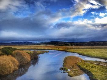 Scenic view of river against sky