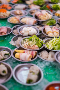 High angle view of food on table