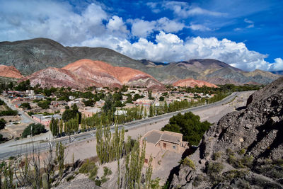 Panoramic view of landscape and mountains against sky