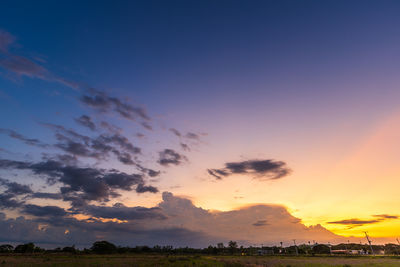 Scenic view of landscape against sky during sunset