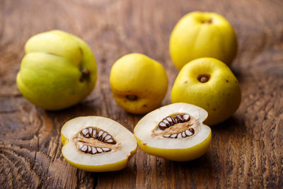 Close-up of fruits on table