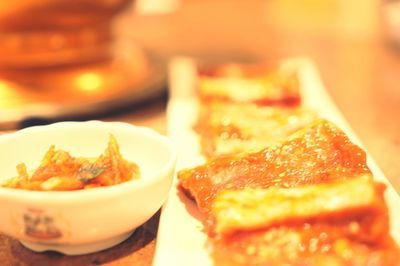 Close-up of meal served in plate