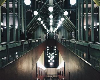 Interior of illuminated underground walkway