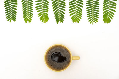 High angle view of coffee on table