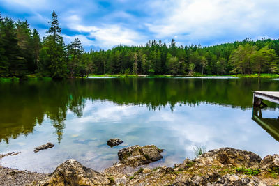 Scenic view of lake against sky