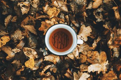 High angle view of coffee cup