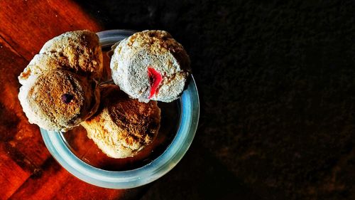 High angle view of breakfast on table