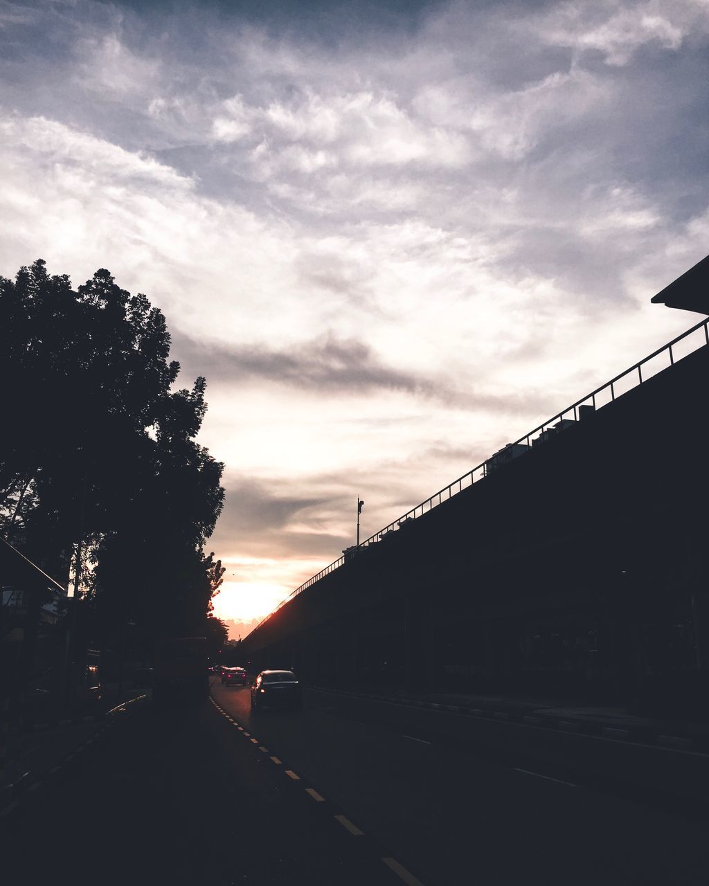 sky, building exterior, built structure, architecture, cloud - sky, silhouette, outdoors, no people, nature, sunset, beauty in nature, tree, day