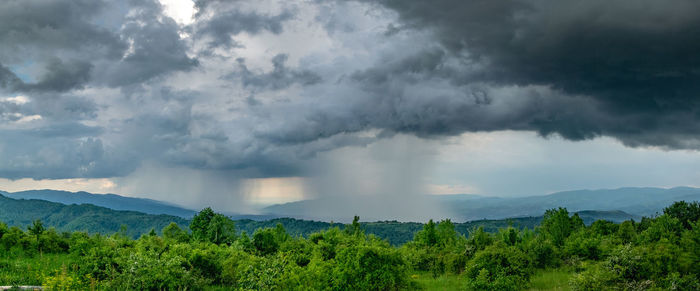 Scenic view of landscape against cloudy sky