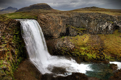 Scenic view of waterfall in forest