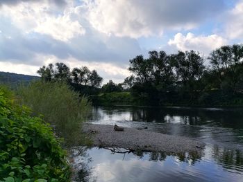 Scenic view of lake against sky