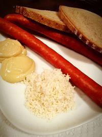 High angle view of food on plate