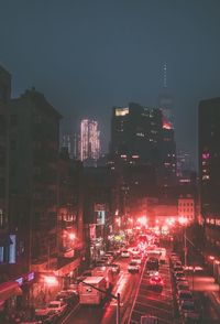 Traffic on road at night
