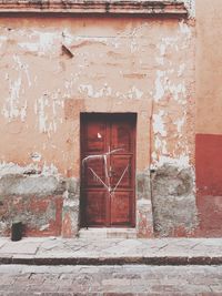 Closed door of old building