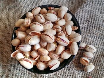 High angle view of eggs in container