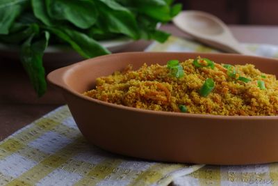 Carrot and bread crumbs, recipe. dinner table. brazilian food