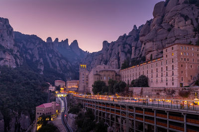 Montserrat monastery, barcelona at twilight. spain