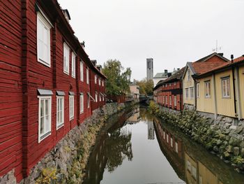 Canal amidst buildings against sky