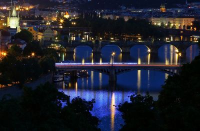 Illuminated city at night