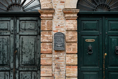 Closed door of old building