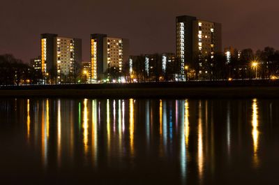 City lit up at night