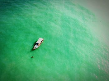 High angle view of boat in sea