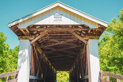 Low angle view of bridge against clear sky