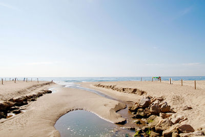 Scenic view of beach against sky