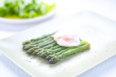 Close-up of served food in plate