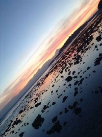 Scenic view of sea at sunset