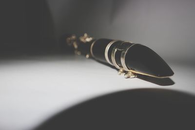 High angle view of pen on table