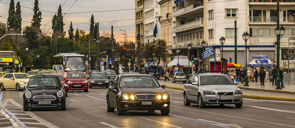 Cars on city street