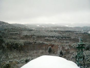 Scenic view of landscape against sky during winter