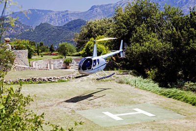 Car on road against mountain range