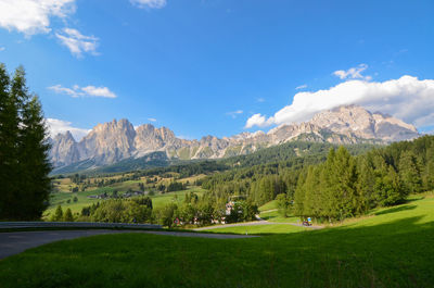 Scenic view of landscape and mountains against sky