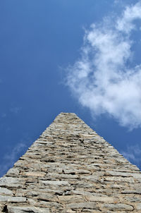 Low angle view of temple against blue sky