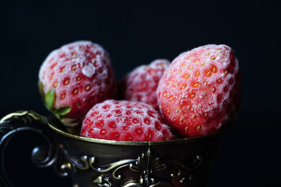 Frozen strawberries in goblet