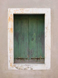 Closed door of house