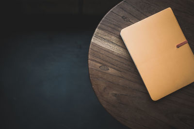 High angle view of paper on table