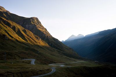 Scenic view of mountains against clear sky