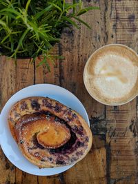 High angle view of coffee on table