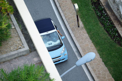 High angle view of cars on road