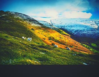 Scenic view of landscape against cloudy sky