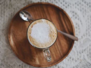 High angle view of coffee on table