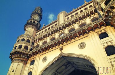 Low angle view of building against clear sky