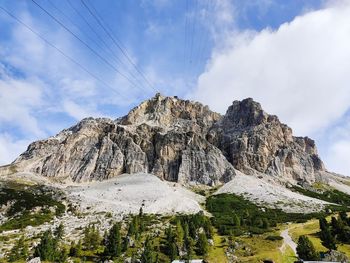 Low angle view of rocks against sky